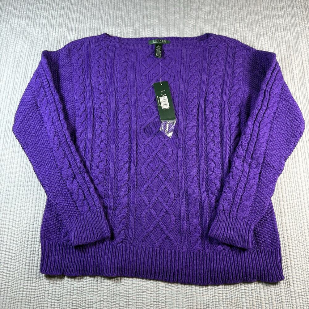 Lauren Ralph Lauren Sweater Cable Knit Cotton Wool Camel Blend Women’s S NWT